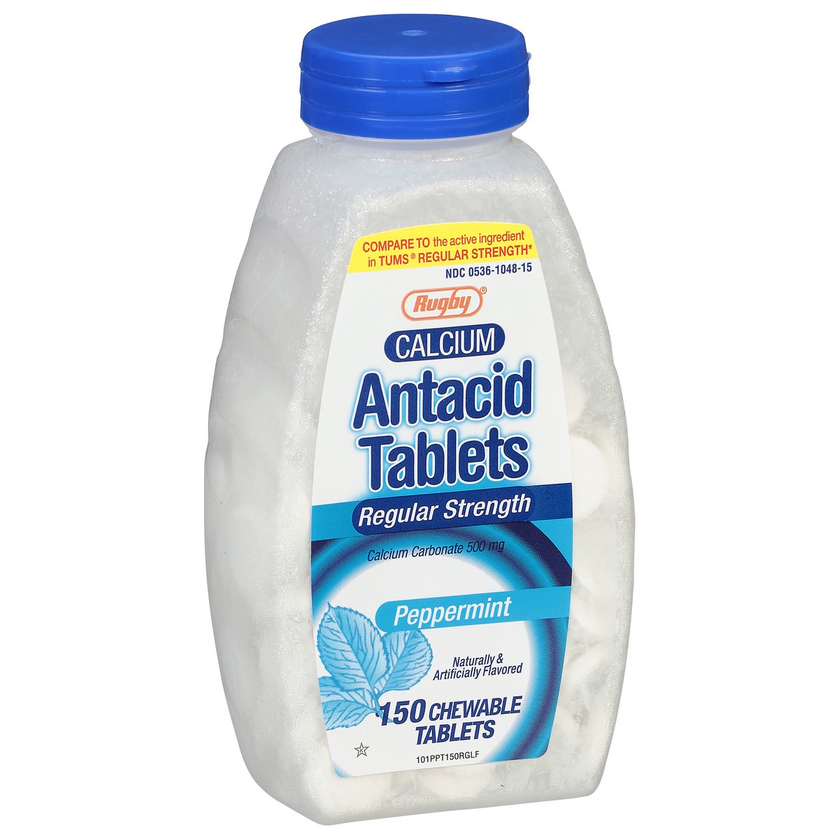 slide 2 of 4, Rugby 500 mg Regular Strength Calcium Peppermint Antacid 150 Tablets, 150 ct