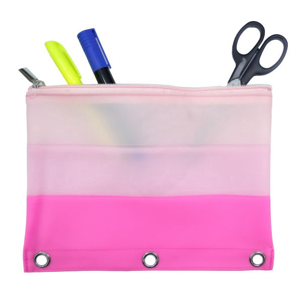 slide 2 of 2, Office Depot® Brand 3-Ring Pencil Pouch, 7"" x 9-13/20"", Soft-Touch Jelly, Pink, 1 ct
