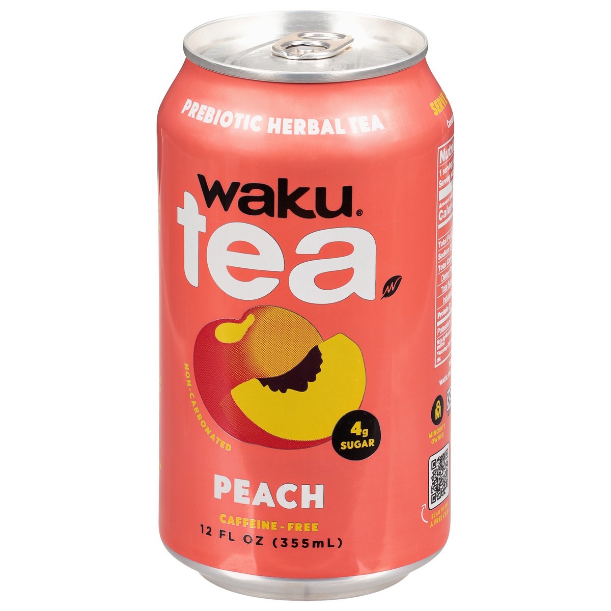 slide 4 of 4, Waku Caffeine-Free Prebiotic Peach Herbal Tea 12 fl oz, 