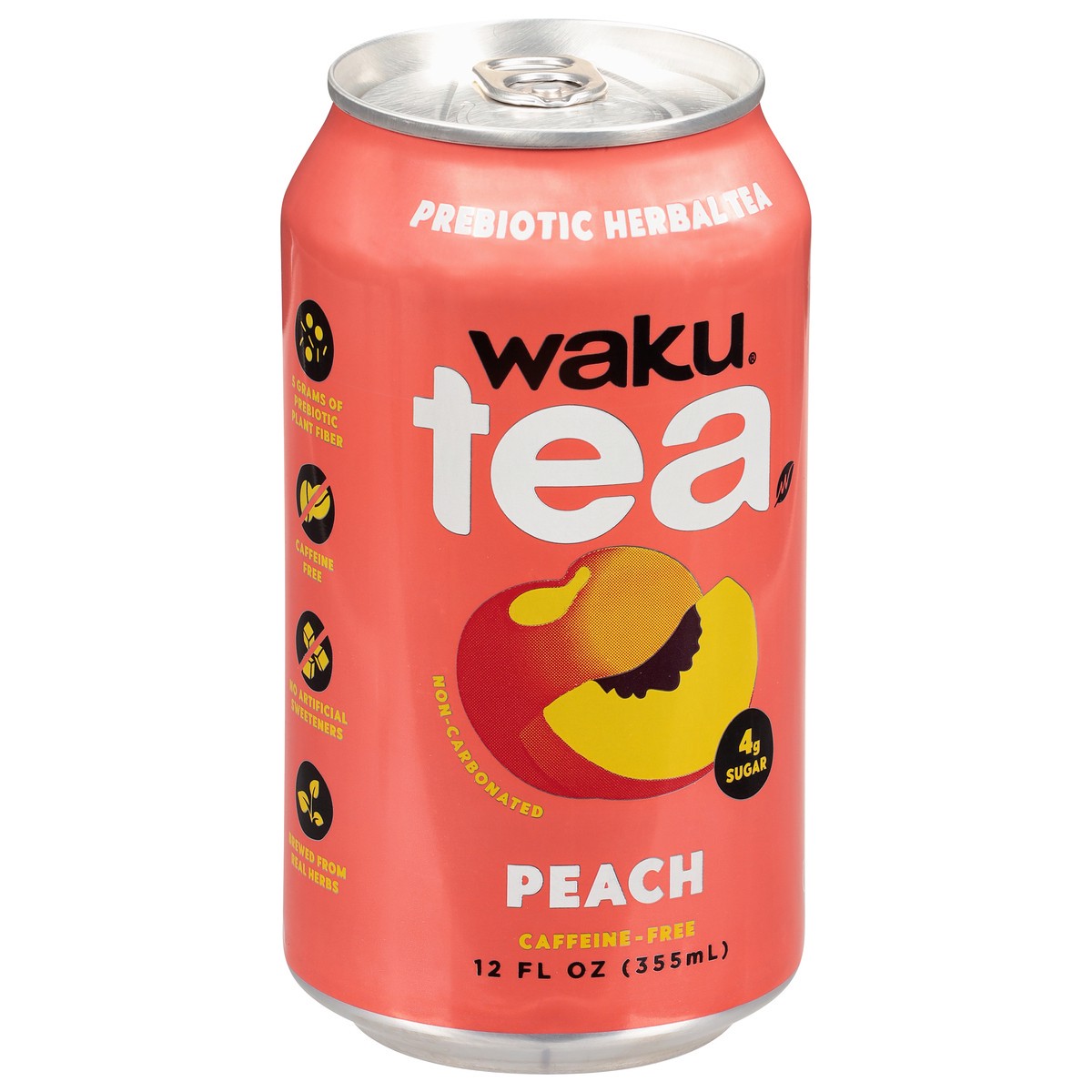slide 2 of 4, Waku Caffeine-Free Prebiotic Peach Herbal Tea 12 fl oz, 