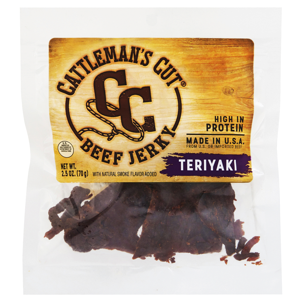 slide 1 of 5, Cattleman's Cut Beef Jerky Teriyaki, 2.5 oz