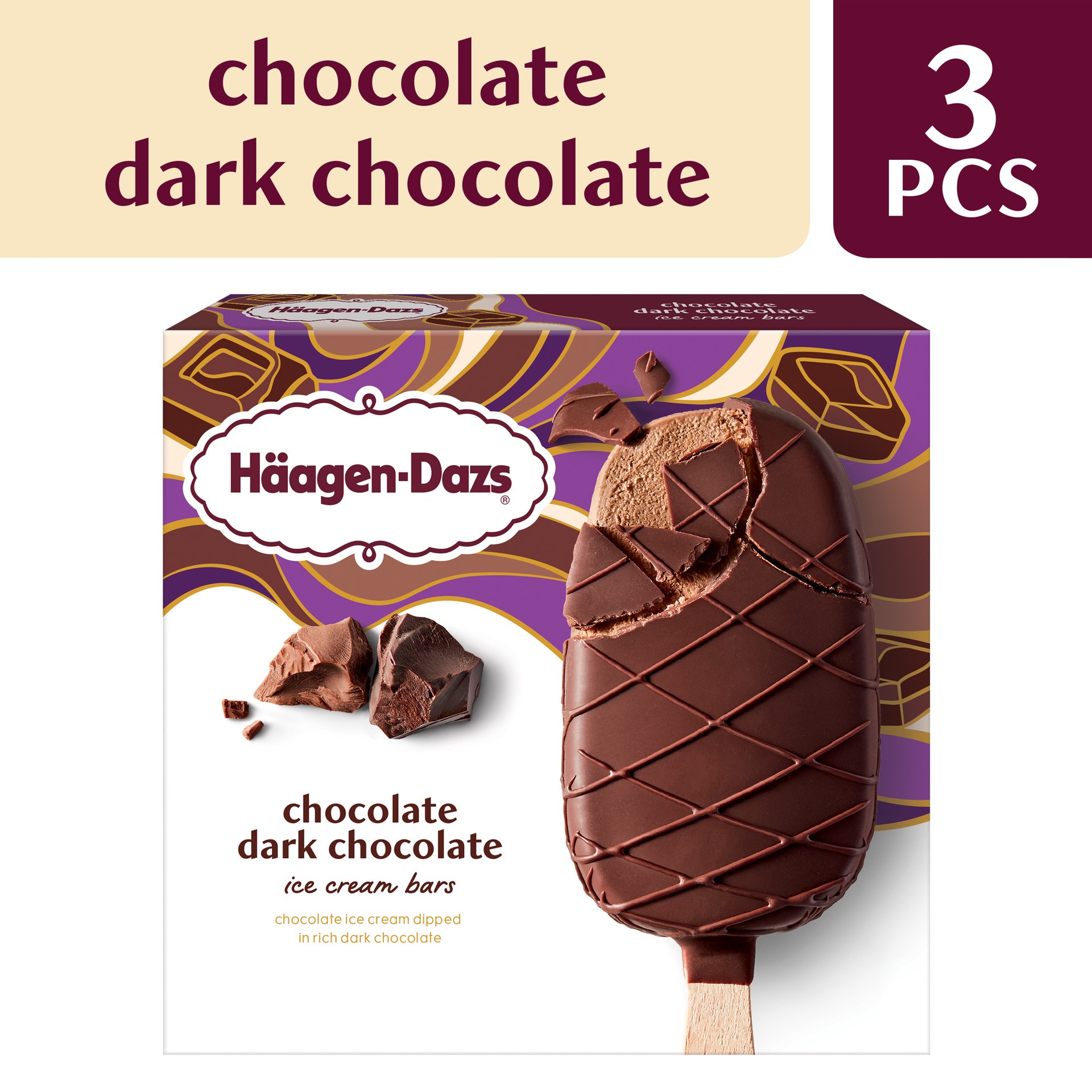 slide 5 of 5, Häagen-Dazs Chocolate Dark Chocolate Ice Cream 3 - 3 fl oz Bars, 3 ct