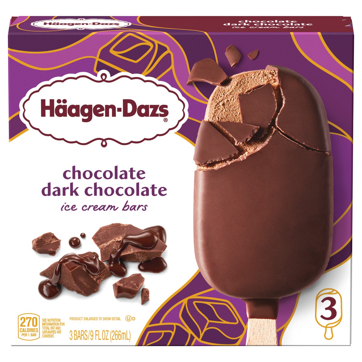 slide 1 of 5, Häagen-Dazs Chocolate Dark Chocolate Ice Cream Snack Bars, 3 Count, 3 ct