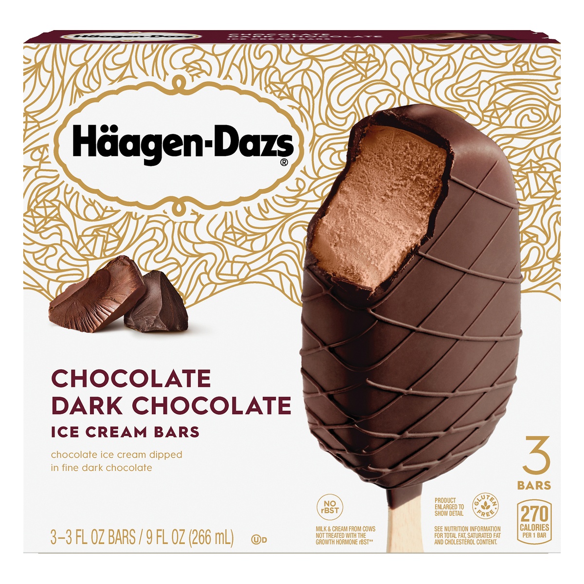 slide 1 of 6, Häagen-Dazs Chocolate Dark Chocolate Ice Cream Bars, 3 ct