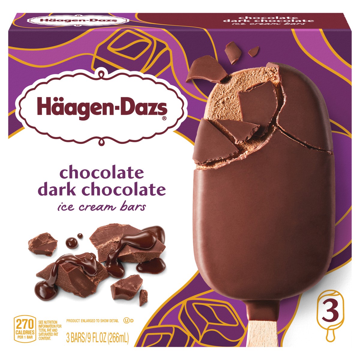 slide 1 of 5, Häagen-Dazs Chocolate Dark Chocolate Ice Cream 3 - 3 fl oz Bars, 3 ct