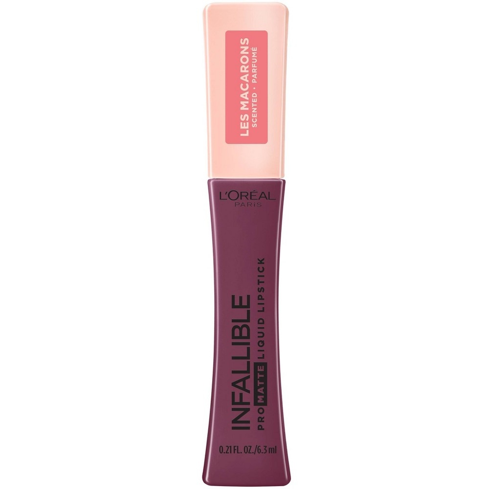 slide 2 of 6, L'Oréal Infallible Pro-Matte Les Macarons Scented Liquid Lipstick - Blackcurrant Crush, 0.21 oz