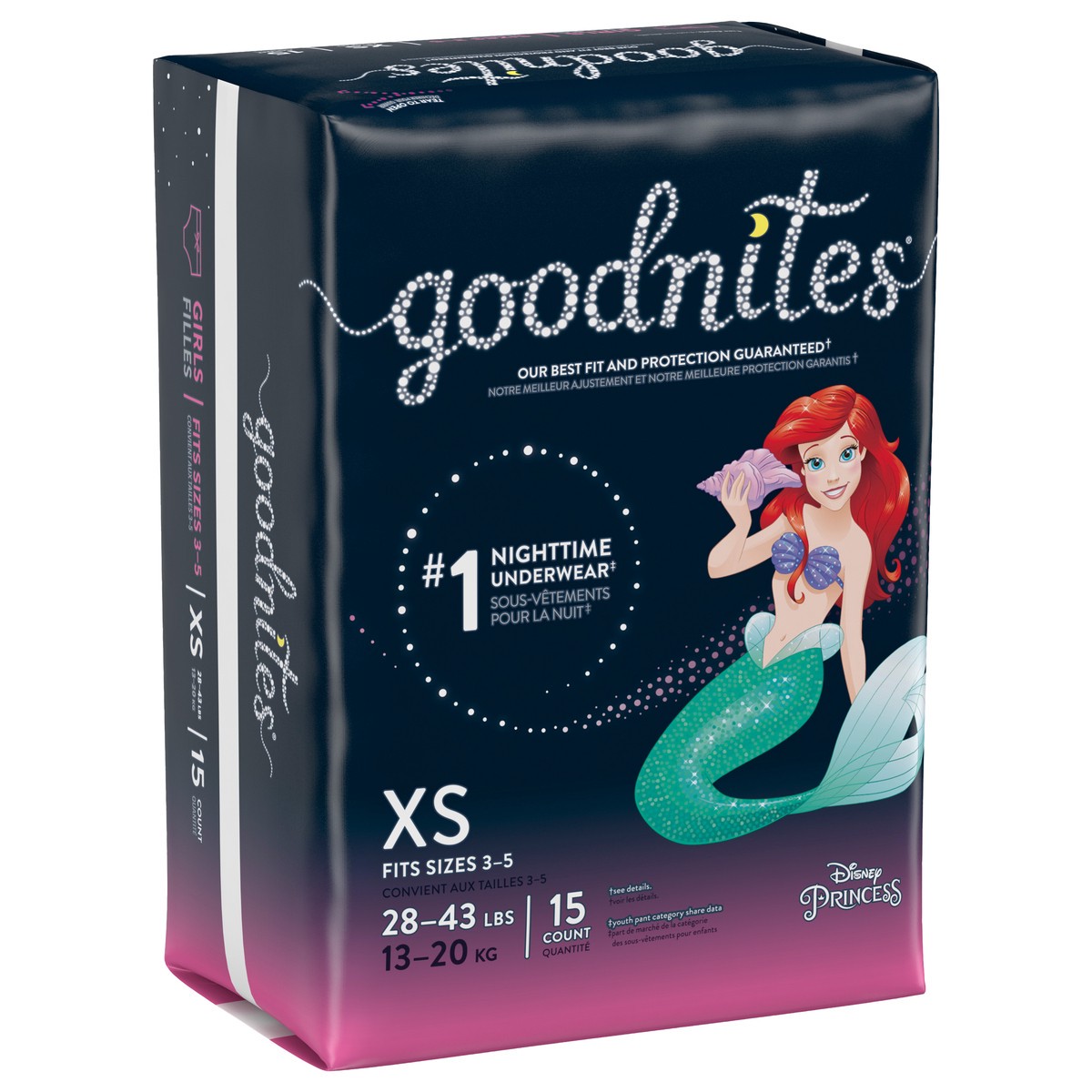 slide 2 of 9, GoodNites Girls' Nighttime Bedwetting Underwear, Size Extra Small (28-43 lbs), 15 Ct, 15 cnt