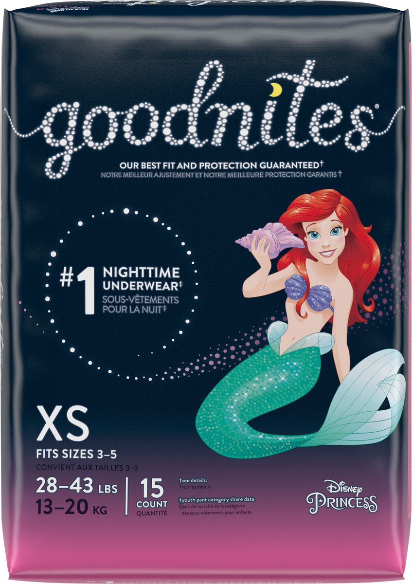 slide 9 of 9, GoodNites Girls' Nighttime Bedwetting Underwear, Size Extra Small (28-43 lbs), 15 Ct, 15 cnt