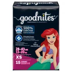Goodnites Girls' Nighttime Bedwetting Underwear, Size Extra Small (28-43 lbs), 15 Ct