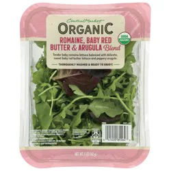 Central Market Organic Romaine, Baby Red Butter Lettuce & Arugula Blend
