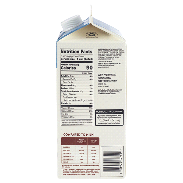 slide 8 of 9, Meijer Vanilla Almond Milk, 64 fl oz