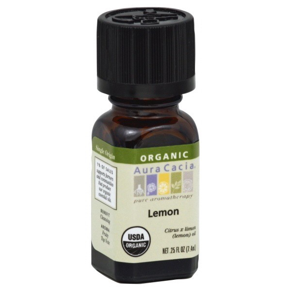 slide 1 of 1, Aura Cacia Essential Oil Lemon 100% Pure Organic, 0.25 fl oz