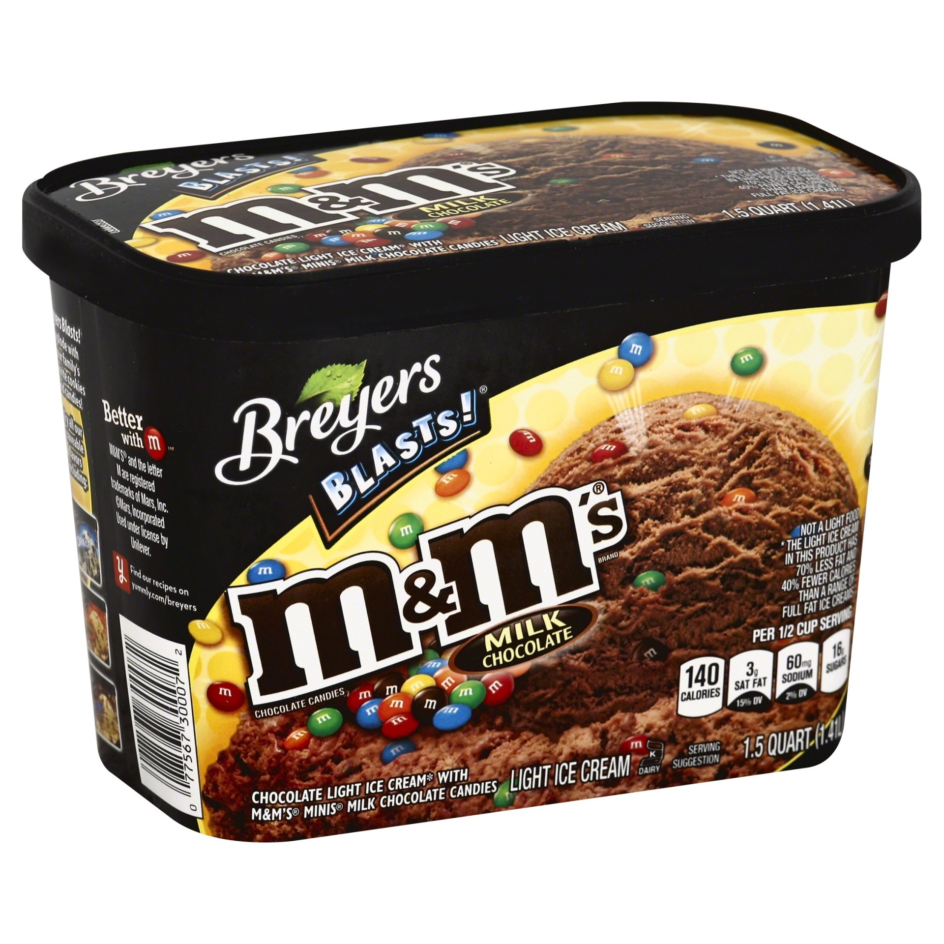 slide 1 of 1, Breyers Blasts! M&M's Chocolate Light Ice Cream, 48 fl oz