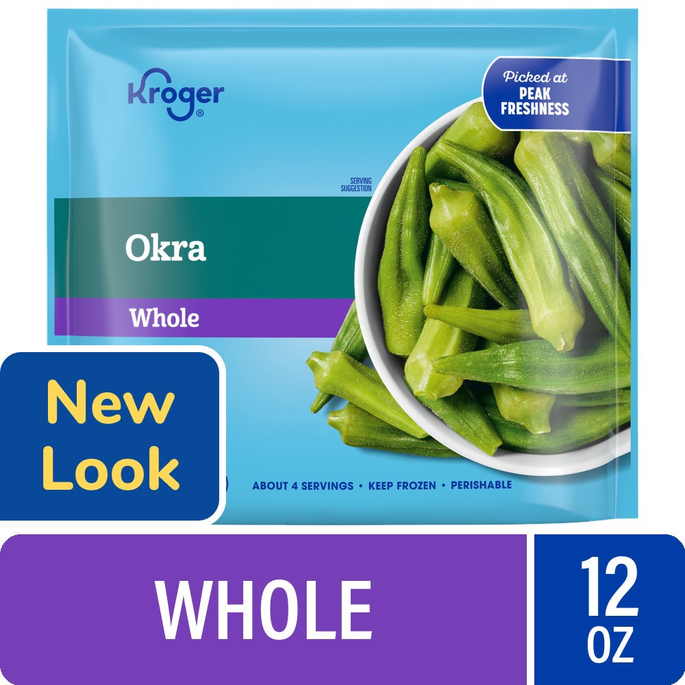 slide 1 of 4, Kroger Frozen Southern Style Whole Okra, 12 oz