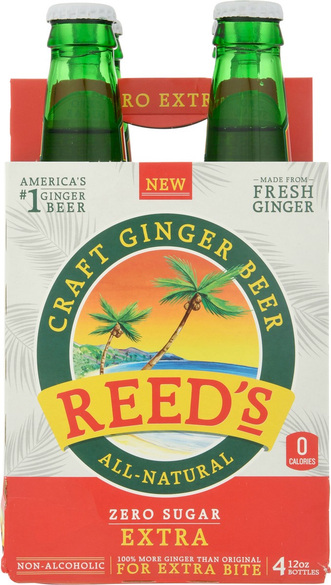 slide 8 of 14, Reed's Zero Sugar Extra Craft Ginger Beer - 4 ct, 4 ct