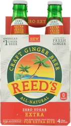 Reed's Zero Sugar Extra Craft Ginger Beer - 4 ct