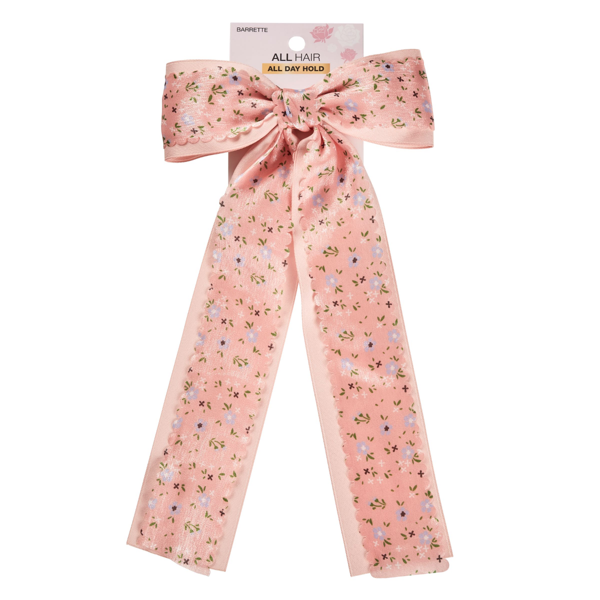 slide 1 of 5, scünci Scunci Floral Satin Bow Barette, 1 Ct, 1 ct