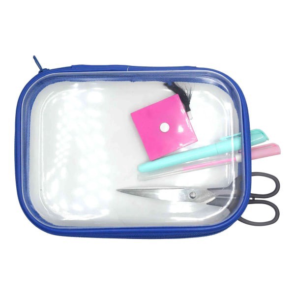 slide 2 of 2, Office Depot® Brand Clear Pencil Case With Trim, 9"" x 6-3/4"", Blue, 1 ct