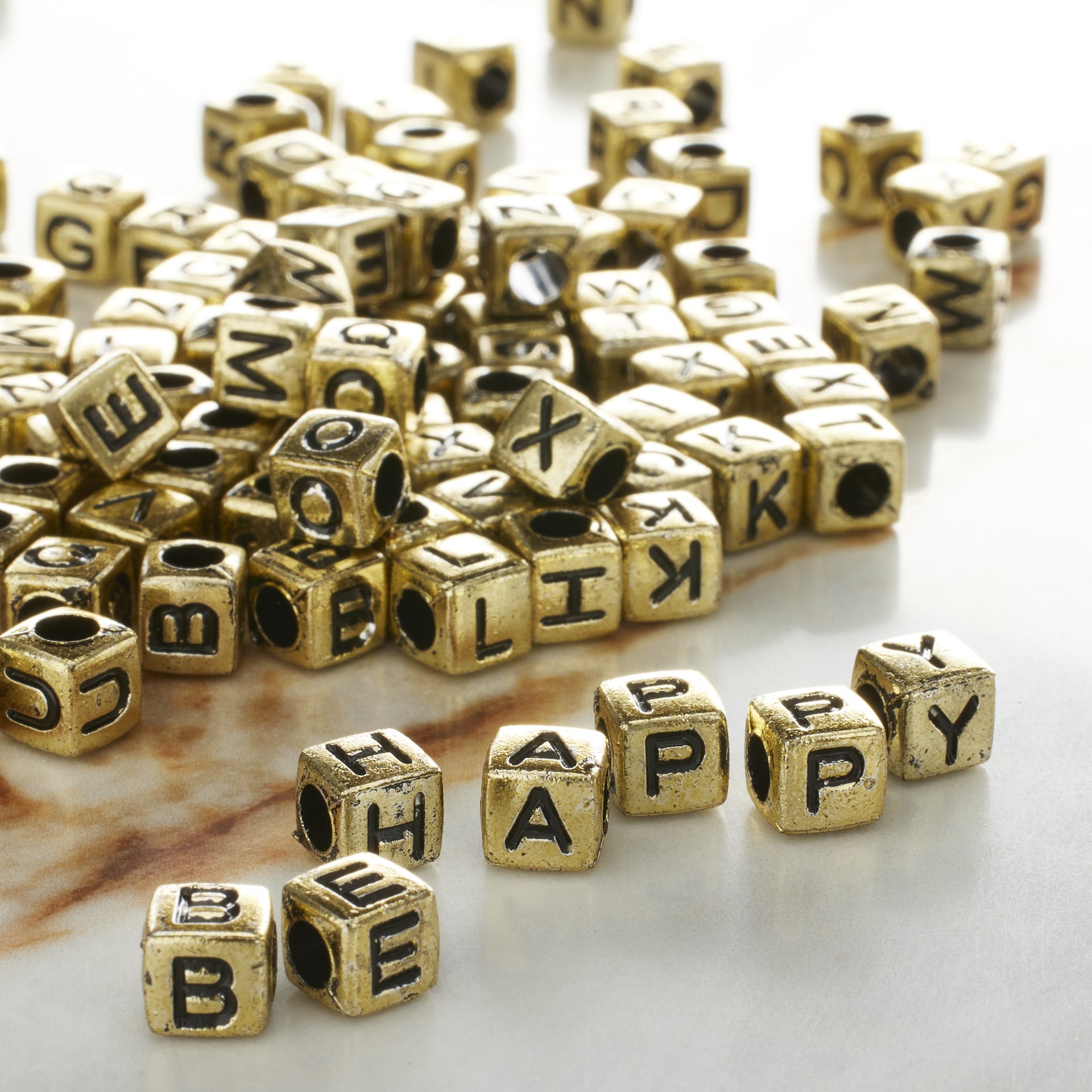 slide 2 of 2, Gold Alphabet Cube Crafting Beads, 6mm By Bead Landing, 6 mm
