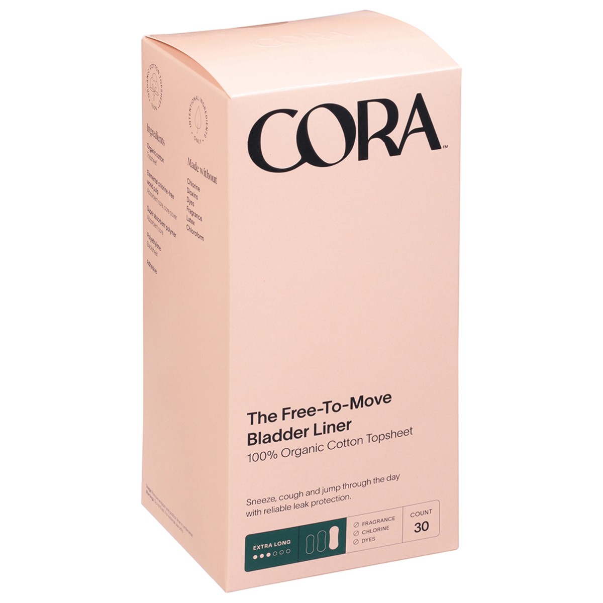 slide 6 of 10, Cora Organic Bladder Liner Extra Long, 30 ct