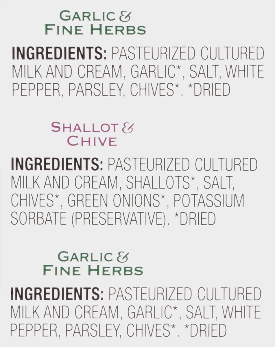 slide 4 of 6, Boursin Garlic & Fine Herbs + Shallot & Chive Gournay Cheese Variety Pack, 3 ct; 5.2 oz