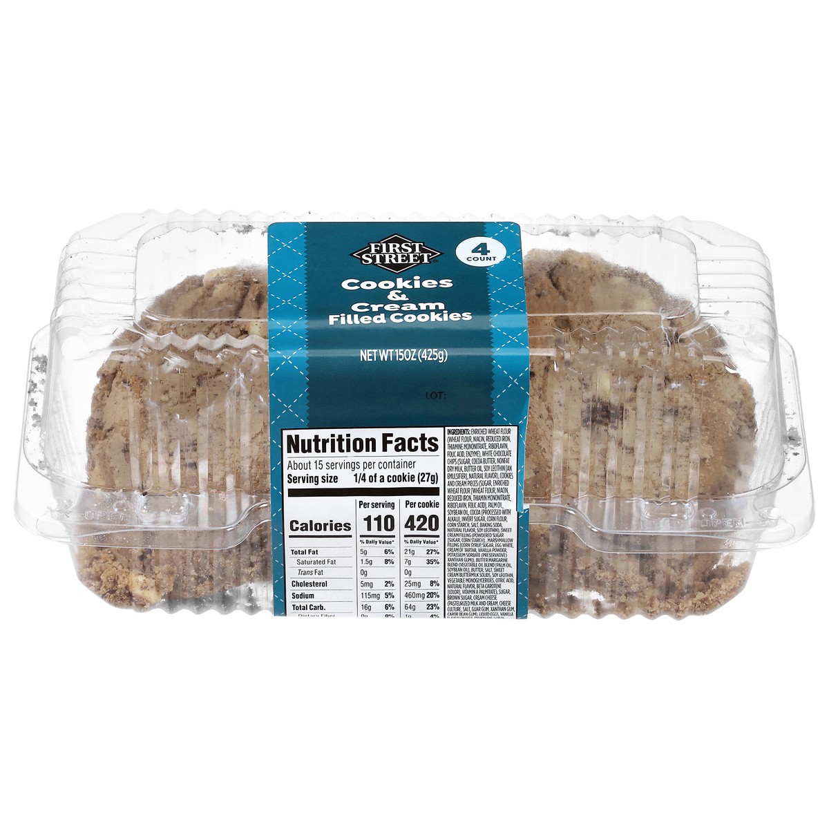 slide 3 of 4, First Street Cookies & Cream Filled Cookies, 16 oz
