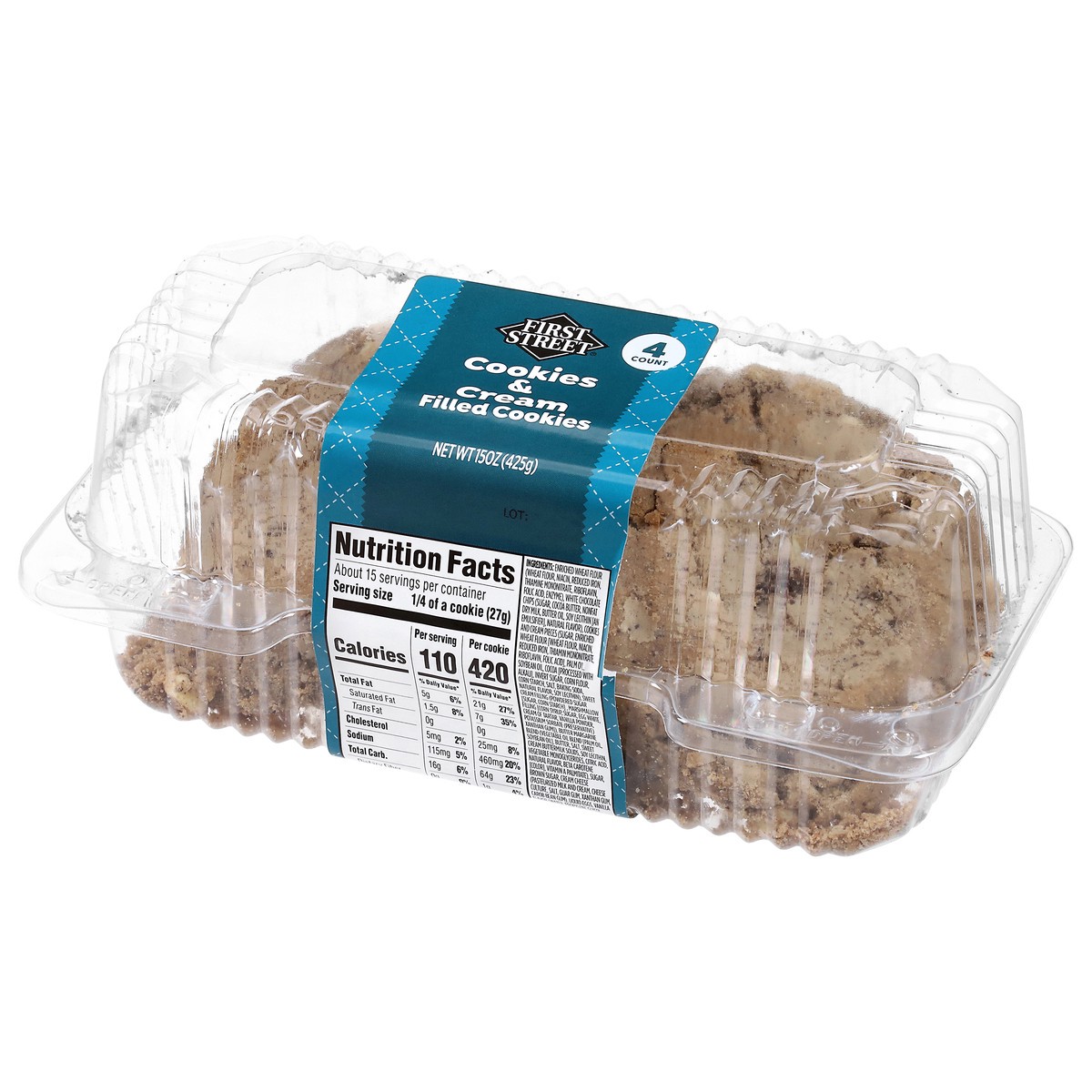 slide 4 of 4, First Street Cookies & Cream Filled Cookies, 16 oz