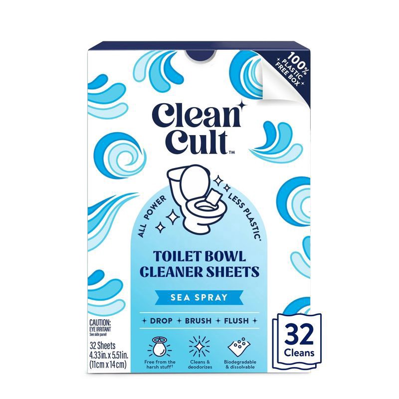 slide 1 of 8, Cleancult Sea Spray Toilet Bowl Cleaner Sheets - 32 ct, 32 ct