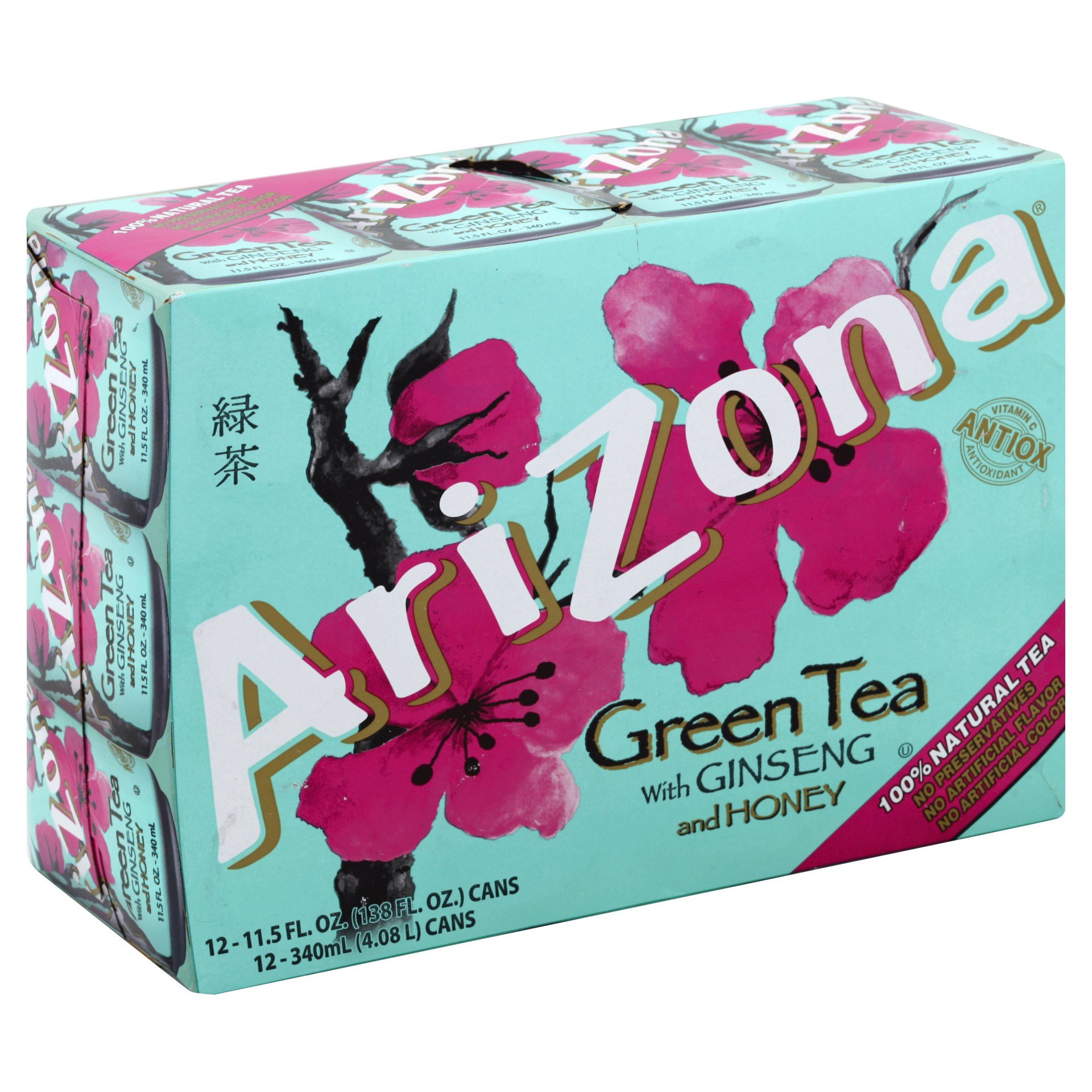 slide 1 of 6, AriZona Green Tea With Ginseng & Honey - 12 ct; 11.5 oz, 12 ct; 11.5 oz