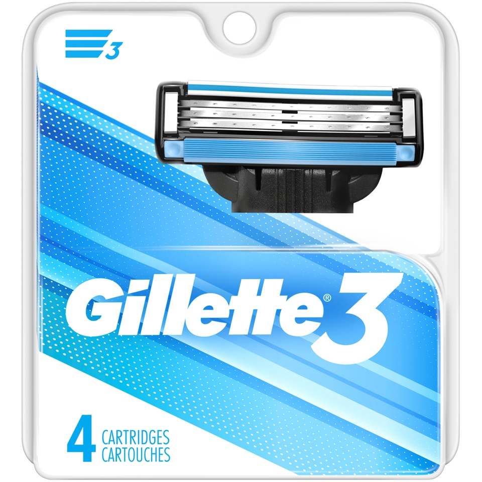 slide 1 of 7, Gillette 3 Razor Cartridges, 4 ct