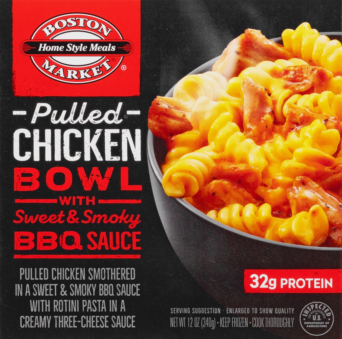 slide 9 of 11, Boston Market Home Style Meals Pulled Chicken Bowl with Sweet & Smoky BBQ Sauce, 12 oz