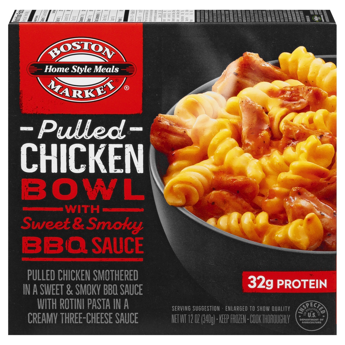 slide 1 of 11, Boston Market Home Style Meals Pulled Chicken Bowl with Sweet & Smoky BBQ Sauce, 12 oz
