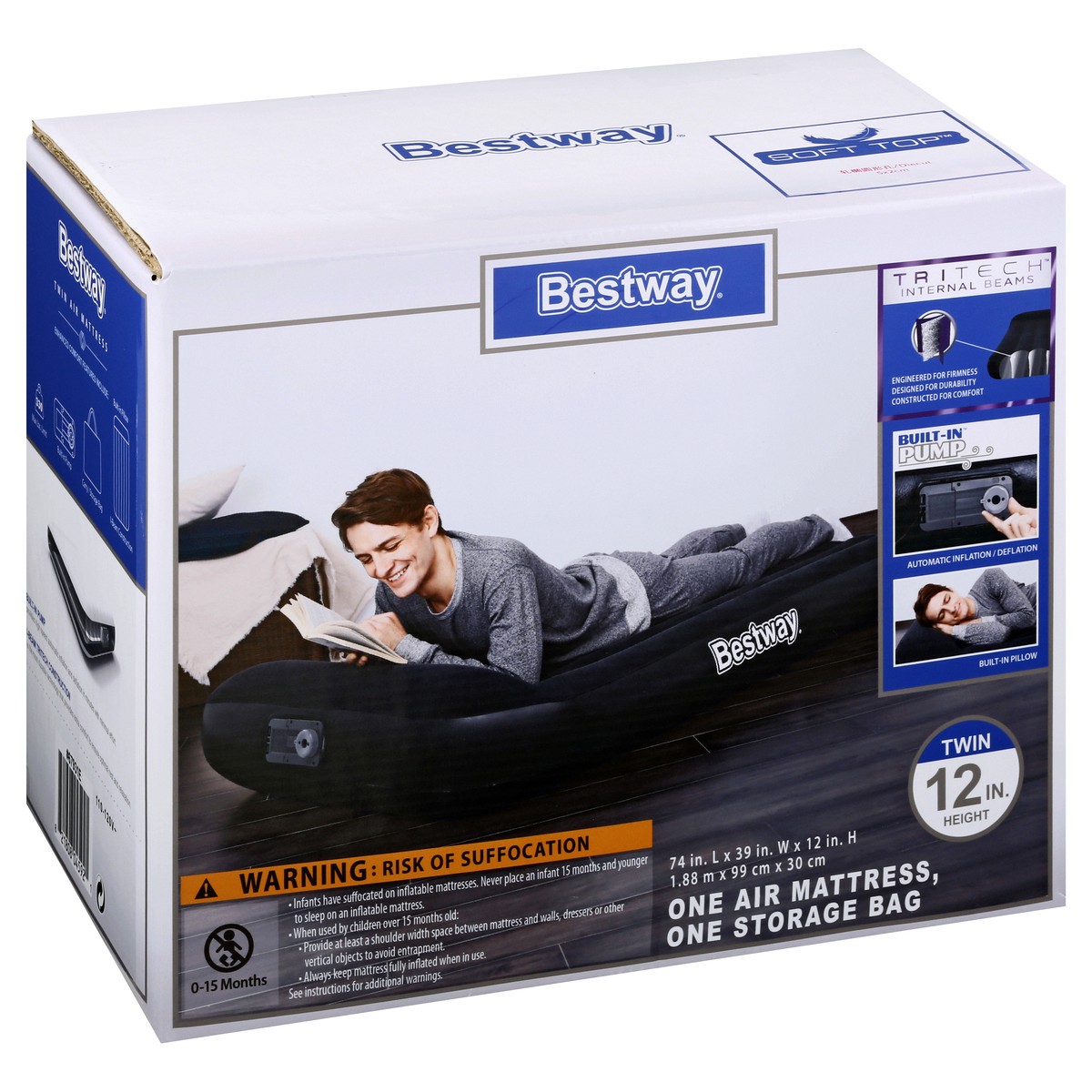 slide 11 of 11, Bestway 12 Inches Height Twin Air Mattress 1 ea, 1 ea