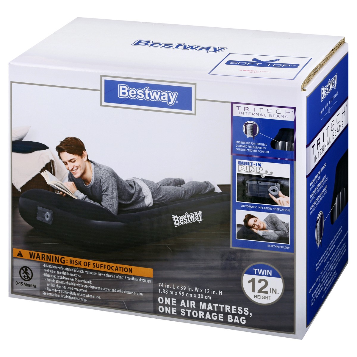 slide 8 of 11, Bestway 12 Inches Height Twin Air Mattress 1 ea, 1 ea