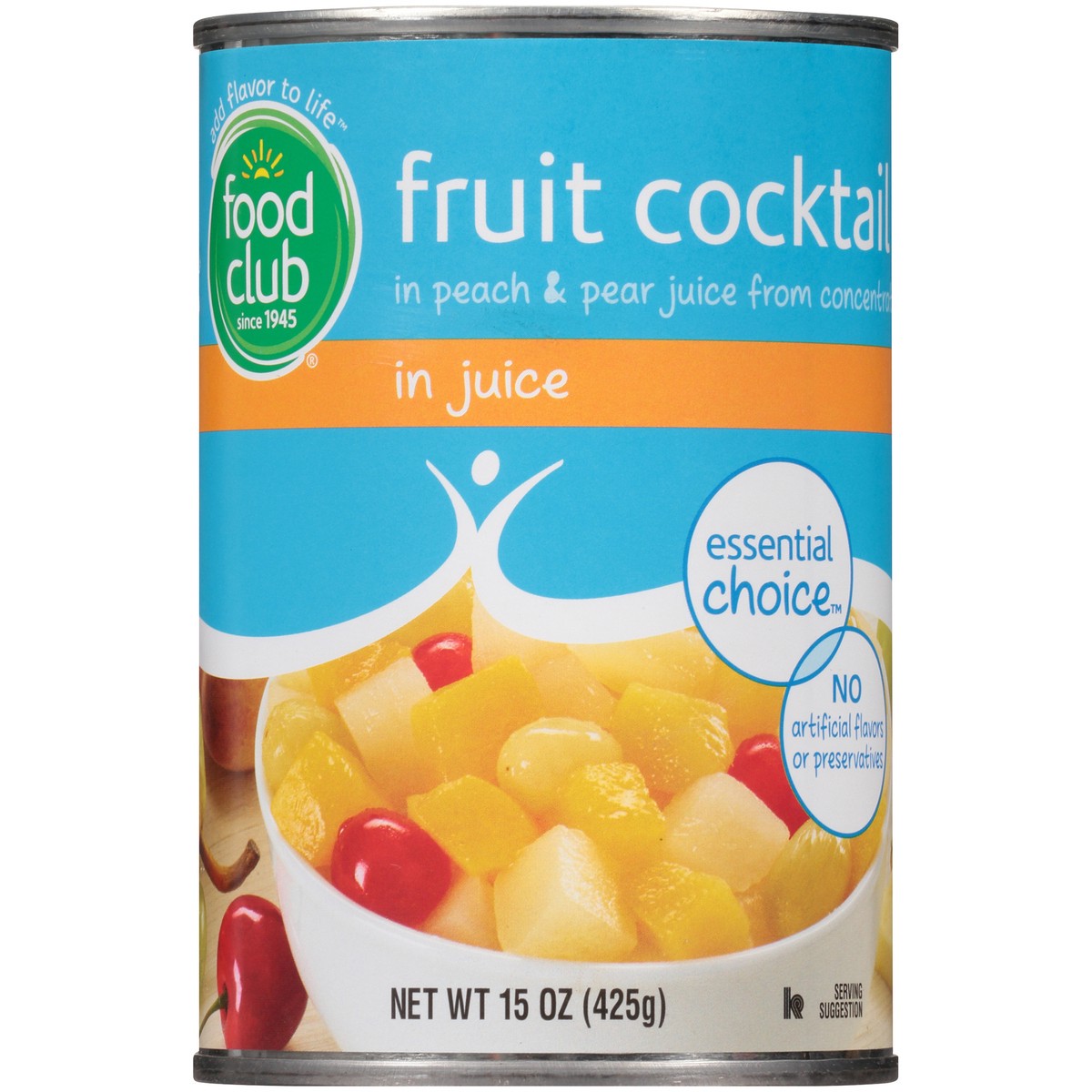 slide 9 of 10, Food Club Fruit Cocktail, 100% Juice, 15 oz