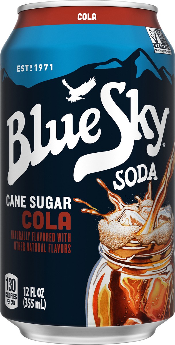 slide 7 of 8, Blue Sky Cane Sugar Cola Soda 12 oz, 12 oz