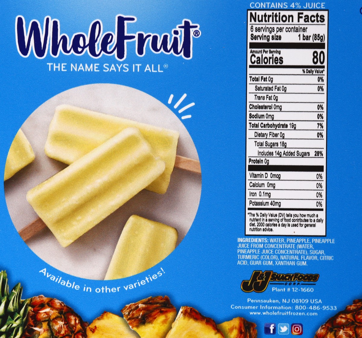 slide 8 of 13, Whole Fruit Pineapple Fruit Bars 6 ea, 6 ct