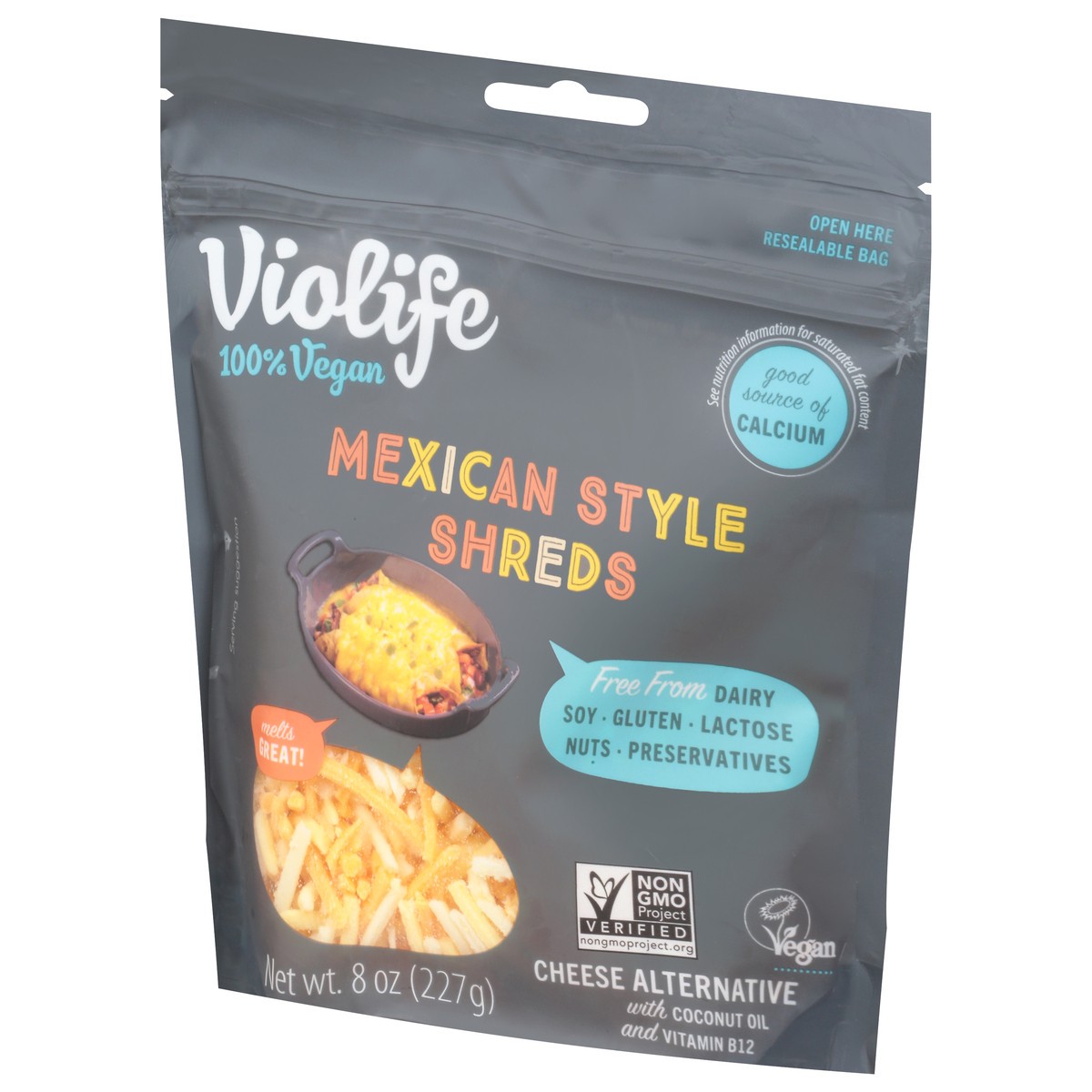 slide 6 of 9, Violife Just like Mexican Style Shreds Shredded Cheese, Dairy-Free Vegan 8 oz Pack, 8 oz
