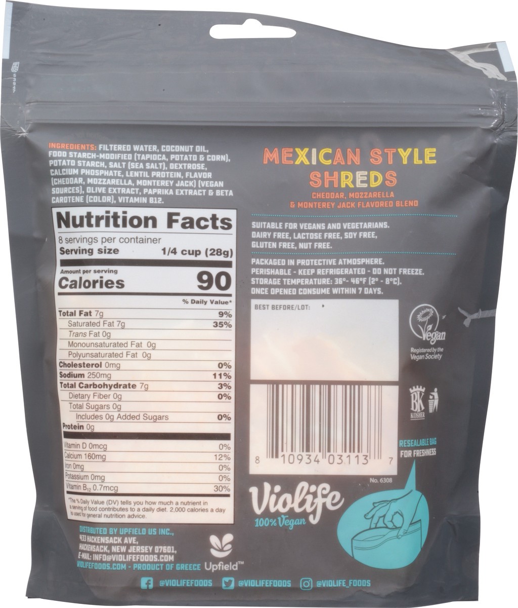 slide 4 of 9, Violife Just like Mexican Style Shreds Shredded Cheese, Dairy-Free Vegan 8 oz Pack, 8 oz