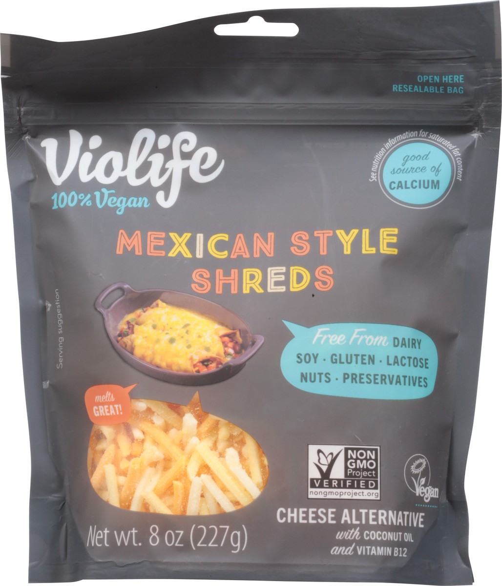 slide 8 of 9, Violife Just like Mexican Style Shreds Shredded Cheese, Dairy-Free Vegan 8 oz Pack, 8 oz