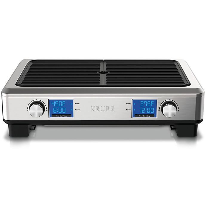 slide 1 of 9, Krups Stainless Steel Digital Indoor Smoke Less Grill, 1 ct