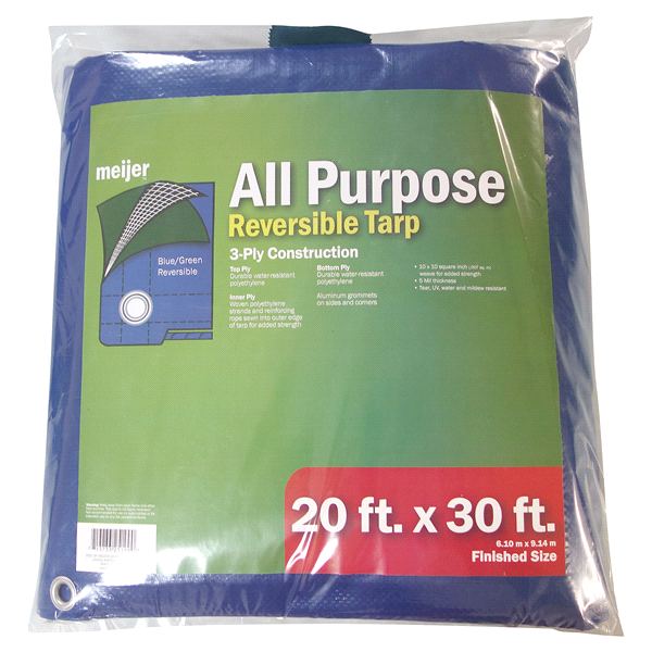 slide 1 of 1, Meijer All Purpose Reversible Tarp 20' x 30' Blue/Green, 20 ft x 30 ft