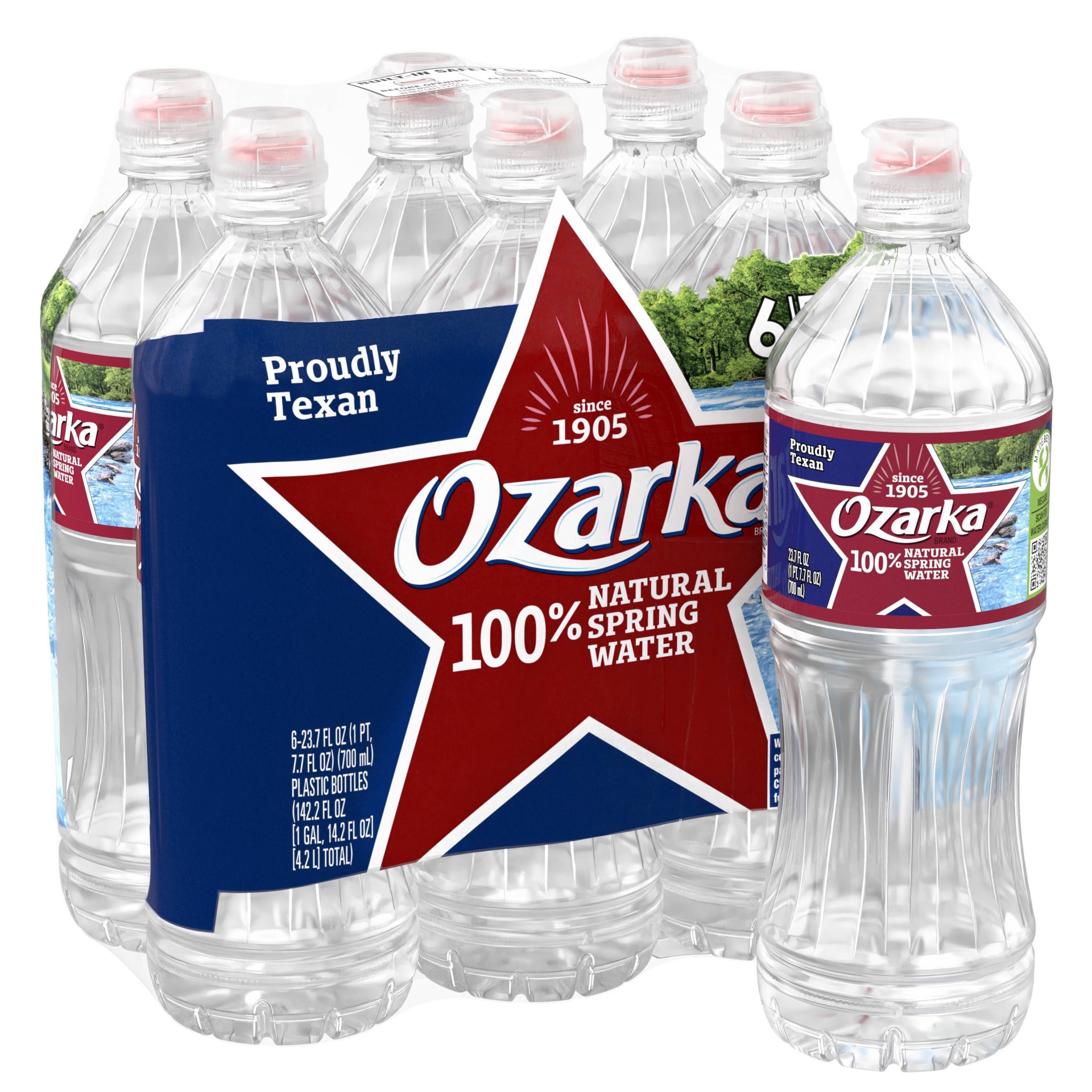 slide 1 of 5, Ozarka Brand 100% Natural Spring Water Sport Cap Bottles, 6 ct; 23.7 fl oz