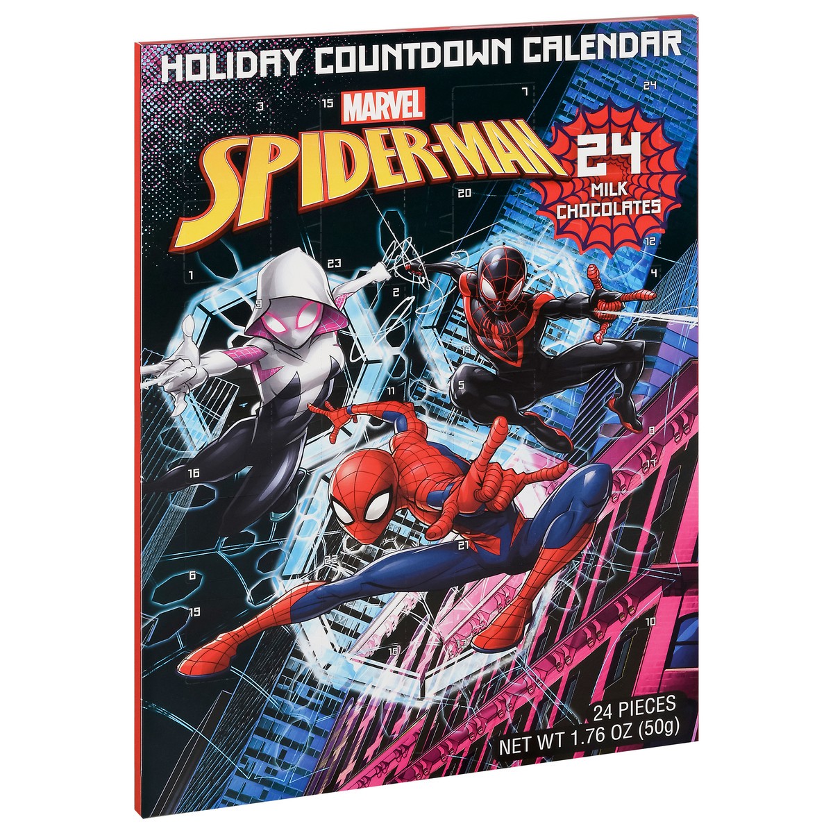 slide 2 of 9, Spider-Man Holiday Countdown Calendar Milk Chocolates 24 ea, 1.76 oz