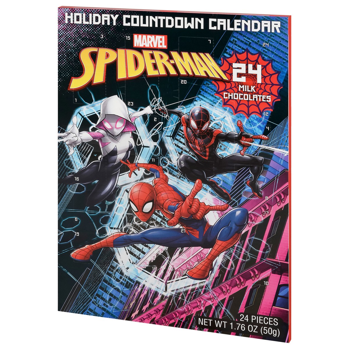 slide 3 of 9, Spider-Man Holiday Countdown Calendar Milk Chocolates 24 ea, 1.76 oz