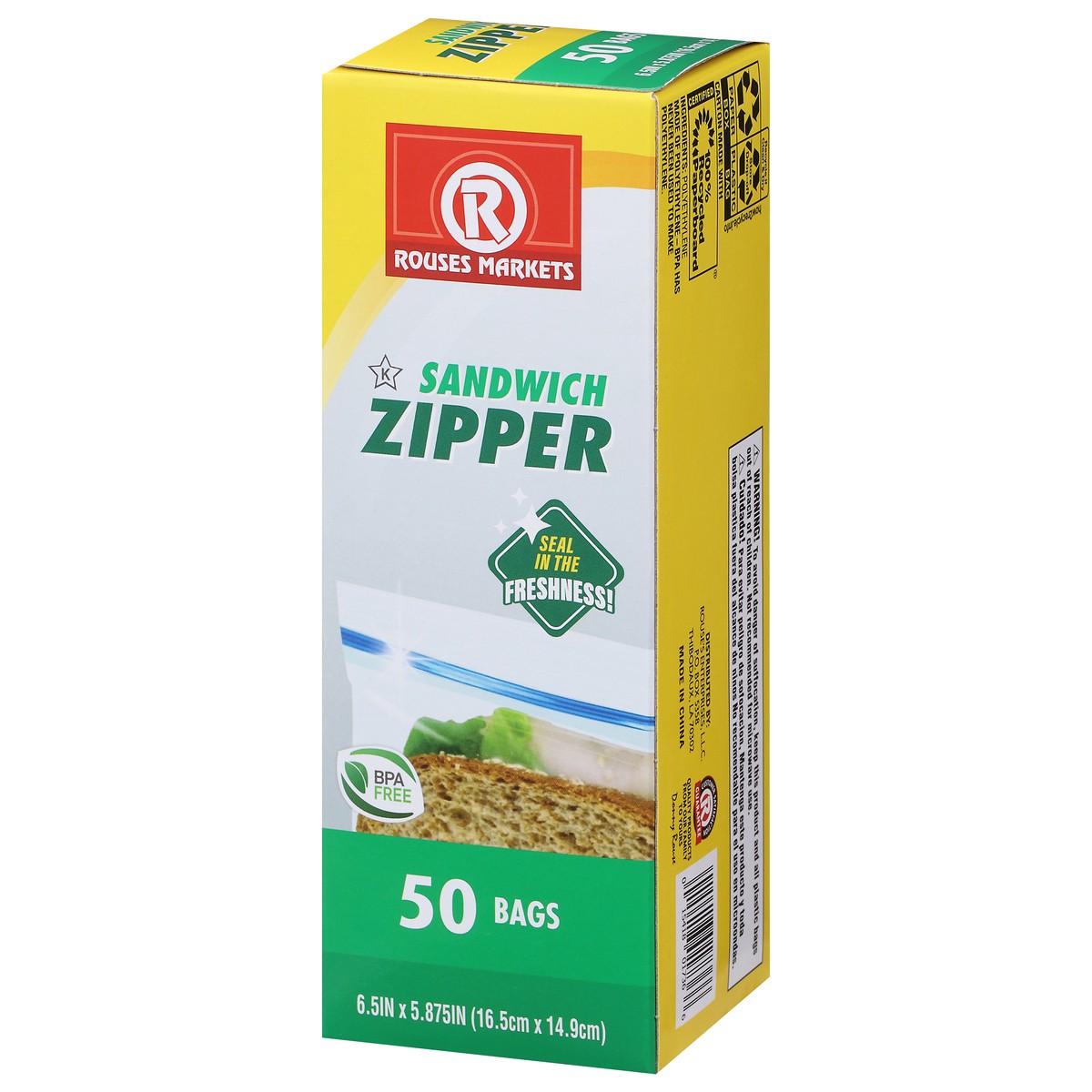 slide 3 of 9, Rouses Markets Sandwich Zipper Bags 50 ea, 50 ct