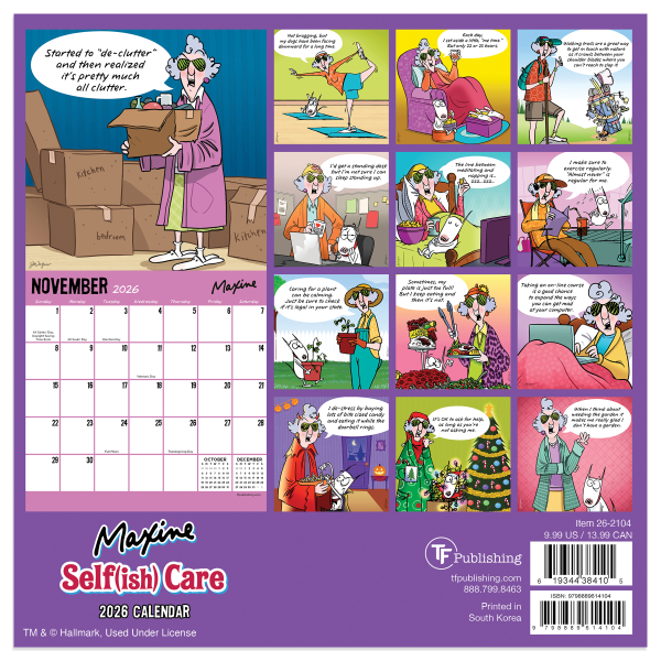 slide 2 of 5, TF Publishing 2026 TF Publishing Humor Mini Monthly Wall Calendar, 7"" x 7"", Maxine, January To December, 1 ct
