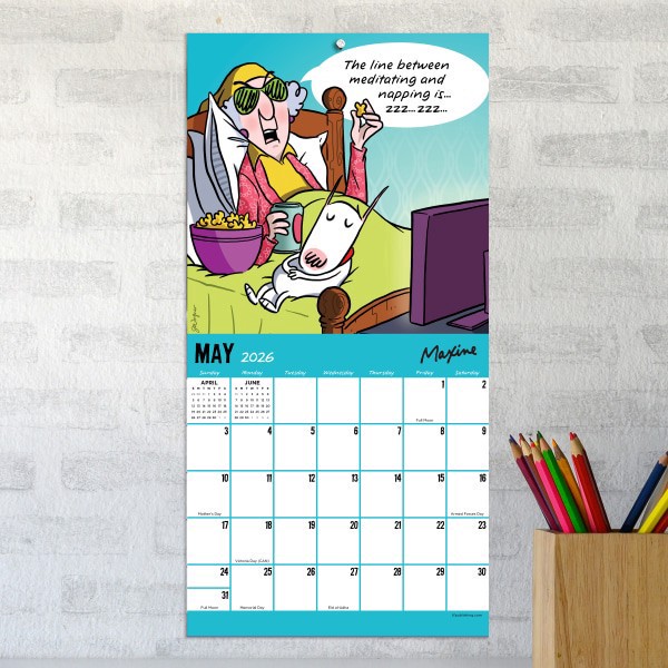 slide 4 of 5, TF Publishing 2026 TF Publishing Humor Mini Monthly Wall Calendar, 7"" x 7"", Maxine, January To December, 1 ct