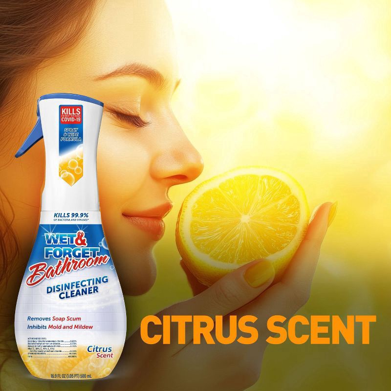slide 3 of 9, Wet & Forget Citrus Bathroom Disenfecting Liquid Cleaner - 17 fl oz, 17 fl oz