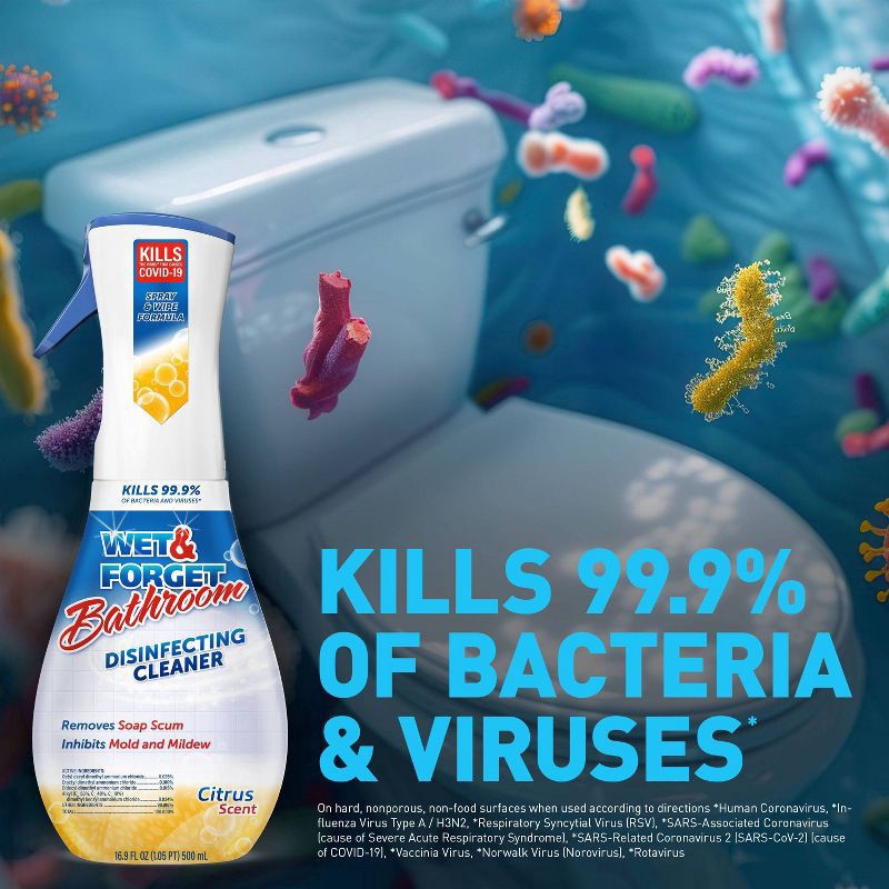 slide 6 of 9, Wet & Forget Citrus Bathroom Disenfecting Liquid Cleaner - 17 fl oz, 17 fl oz